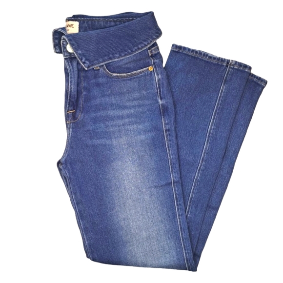 FRAME Le High Straight Leg Foldover Waist Jeans Size 26 - Picture 1 of 10